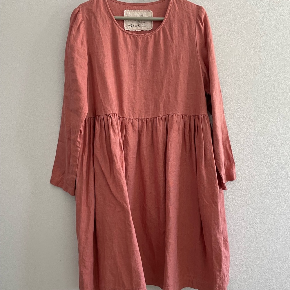 Not Perfect Linen Emilie Cinnamon Rose XL Dress